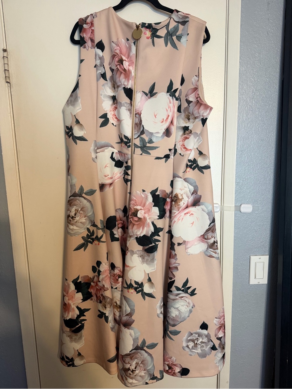 Calvin Klein Rose Floral Fit & Flare Dress - Blush Pink - Picture 5 of 6
